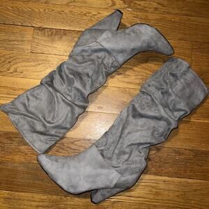 Charlotte Russe Madison Grey Suede Knee High Boots Women Size 10 RARE